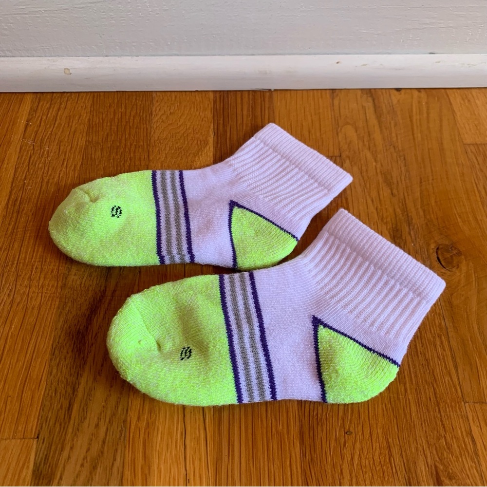 NWOT Kid's Bright Socks Size S White Neon Yellow Navy Sports or Casual